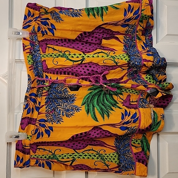 ANTHROPOLOGIE ORANGE Shorts EMMA SHIPLEY GIRAFFE Palms w/tie 3X - Picture 1 of 7
